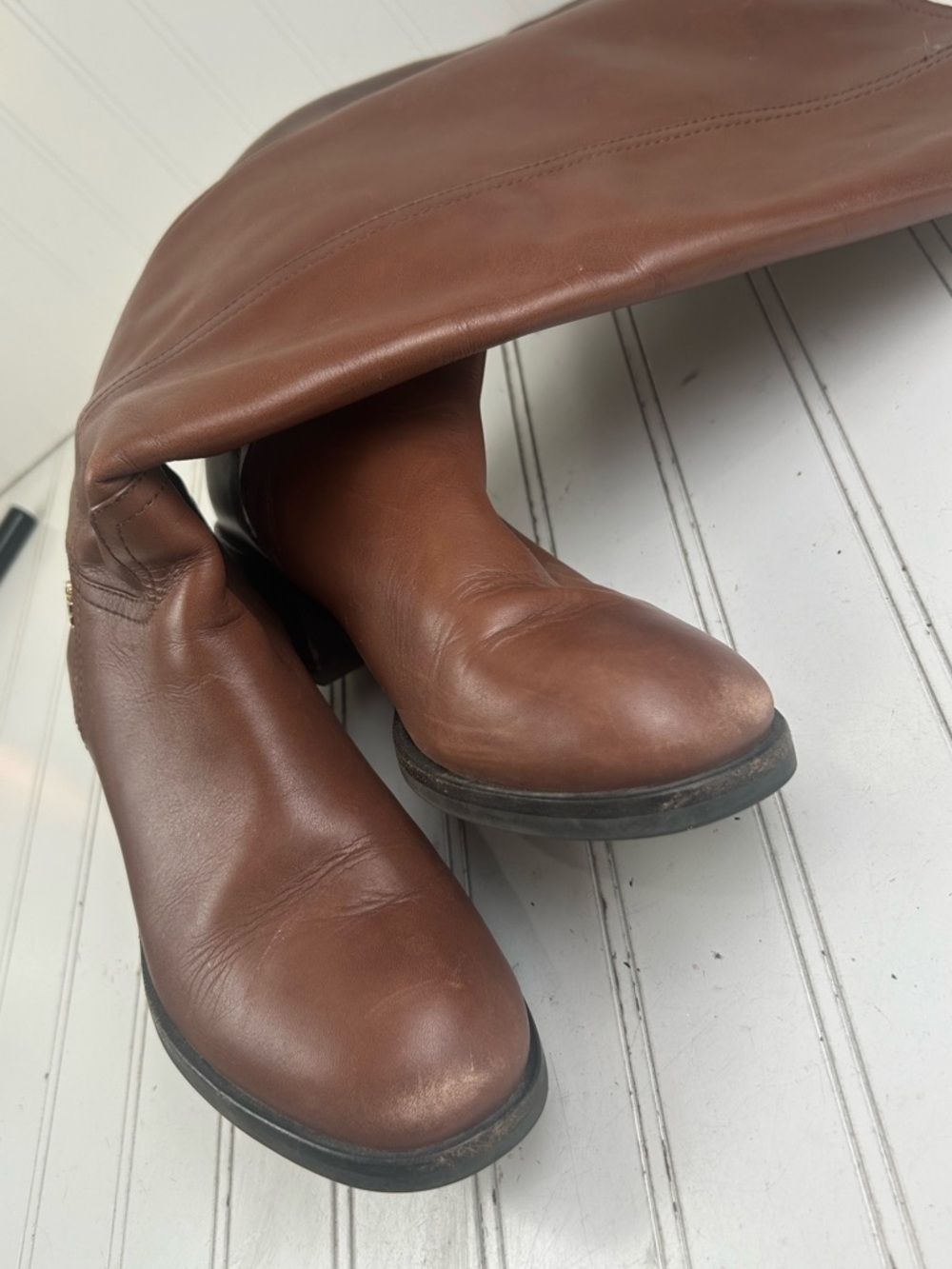 Tory Burch Fulton Sepia Brown Leather Knee High Boots Women’s Size 7.5M $550 - Picture 5 of 9